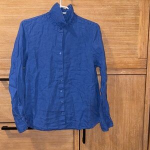 Mango Blue Linen Blouse